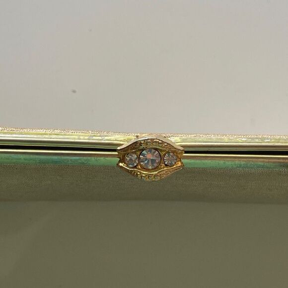 Women's Vintage 60s Gold Evening Bag Kiss Lock Purse - Picture 2 of 6